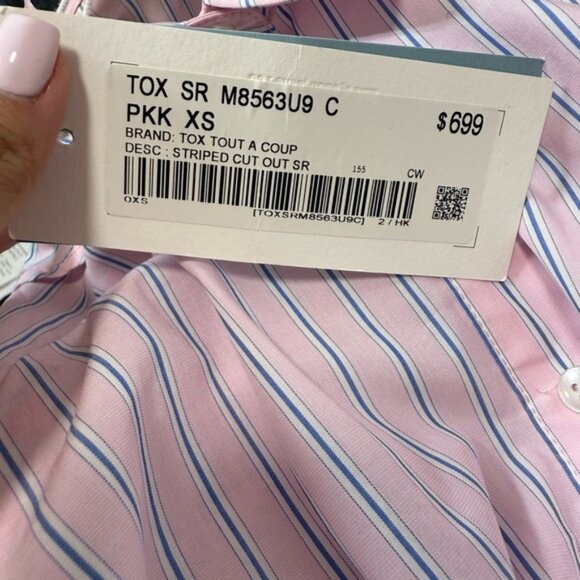 NWT Tox Tout A Coup Striped Cut Out Button Down Shirt size XS - Picture 11 of 14